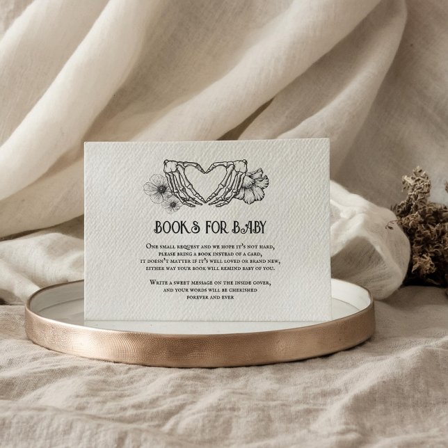 Carte D'accompagnement Livres Goth pour Baby shower Crâne & Fleurs (Créateur téléchargé)