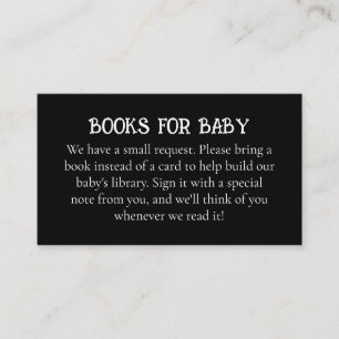 Carte D'accompagnement Livres gothiques pour bébé Élégant noir et blanc