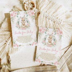 Carte D'accompagnement Livres lapins lapins de fleurs roses pour bébé fil