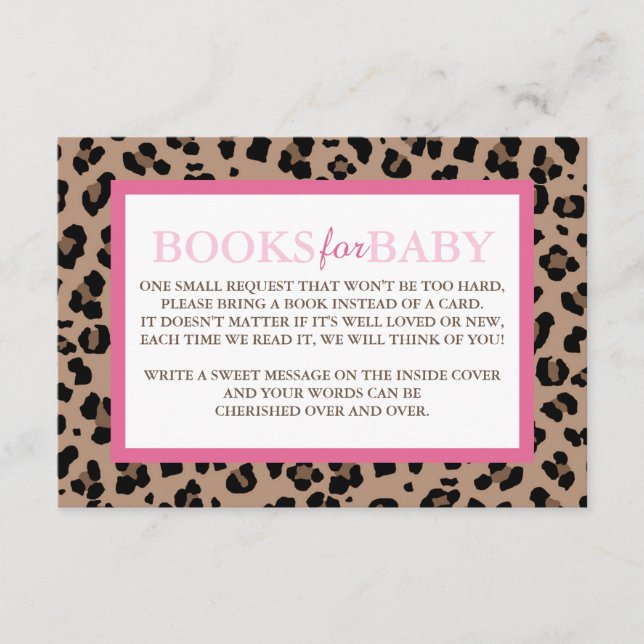 Carte D'accompagnement Livres Leopard et Pink pour bébé (Devant)