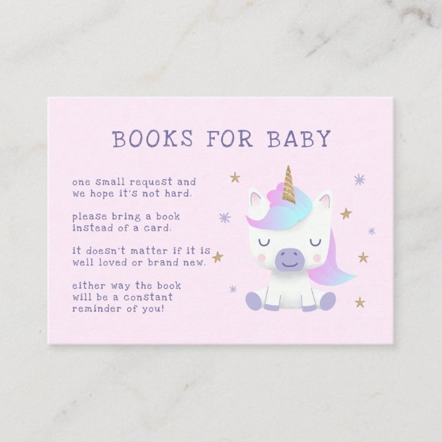 Carte D'accompagnement Livres Magiques Unicorn Pour Le Baby shower (Devant)