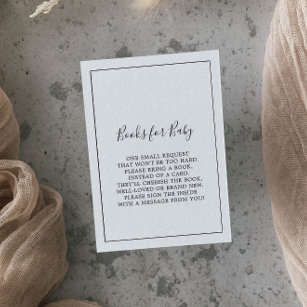 Carte D'accompagnement Livres minimalistes de Baby shower pour bébé