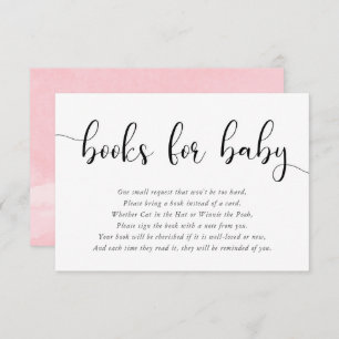 Carte D'accompagnement Livres minimalistes en noir rose simple pour bébé
