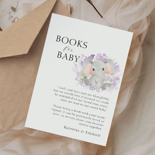 Carte D'accompagnement Livres Modernes Baby shower Floral Elephant Pour B