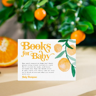 Carte D'accompagnement Livres modernes Citrus Orange Retro pour Baby show
