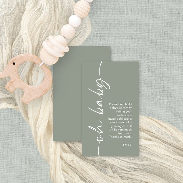 Carte D'accompagnement Livres modernes pour Oh Baby shower (Front and back view of small books for baby enclosure card)