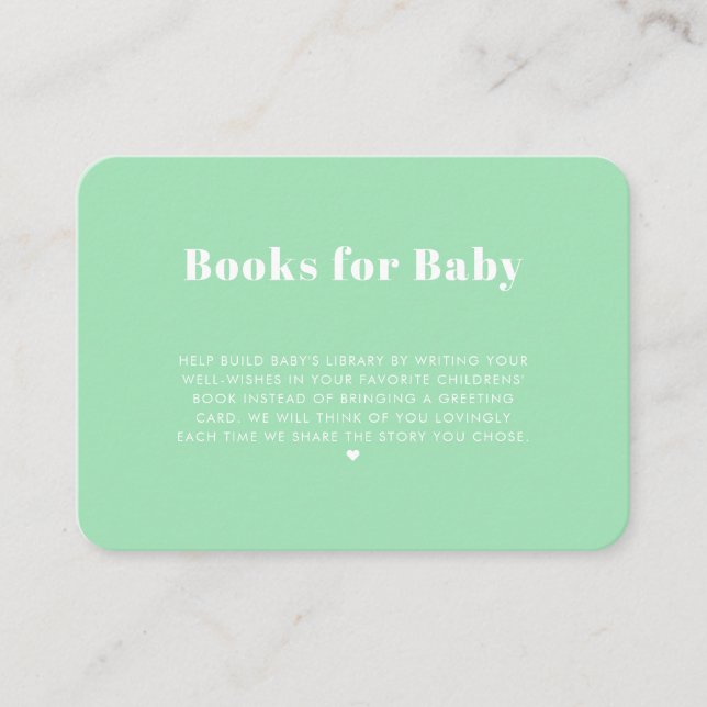 Carte D'accompagnement Livres modernes Simple Mint Green pour bébé (Devant)