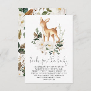 Carte D'accompagnement Livres Neutral Deer White Floral Greenery pour béb