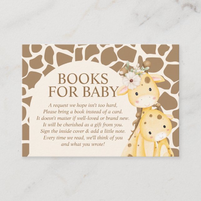 Carte D'accompagnement Livres Neutral Mama et Baby Giraffe pour bébé (Devant)