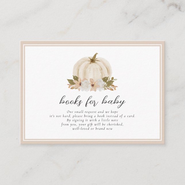 Carte D'accompagnement Livres neutres floraux Citrouilles pour Baby Card (Devant)