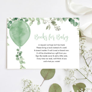 Carte D'accompagnement Livres neutres pour bébé ballon eucalyptus