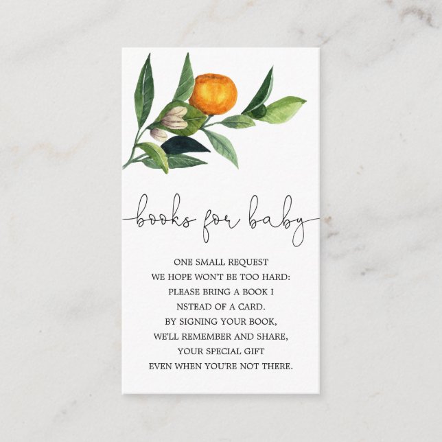 Carte D'accompagnement Livres neutres pour bébé sur le thème Orange Citru (Devant)
