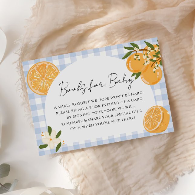 Carte D'accompagnement Livres Orange Gingham Citrus pour Bébé (Créateur téléchargé)
