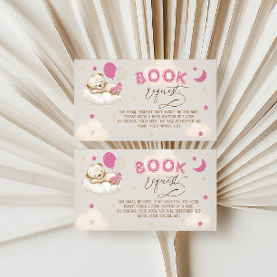 Carte D'accompagnement Livres Ours Rose Pour Bébé Baby Shower