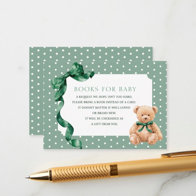 Carte D'accompagnement Livres Ourson pour Bébé (Devant/Arrière en situation)