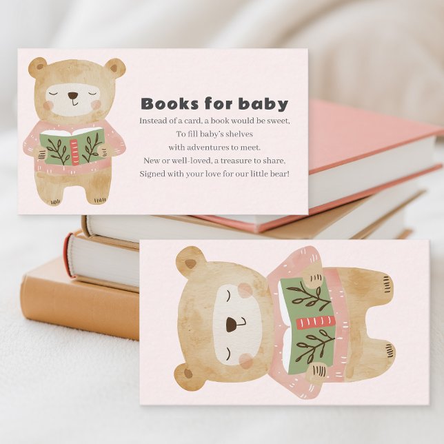 Carte D'accompagnement Livres Ourson Rose pour bébé Demande (Pink Bear Books for baby Request Enclosure Card.)