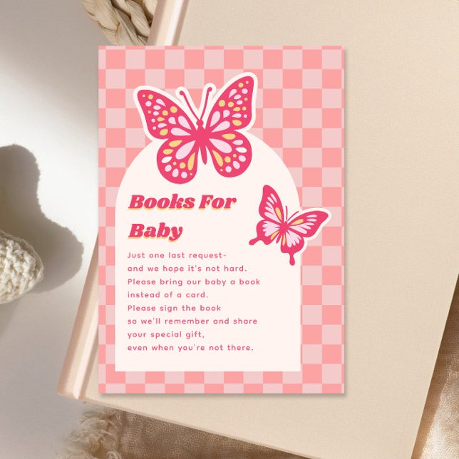 Carte D'accompagnement Livres Papillon rose pour Baby shower (Créateur téléchargé)