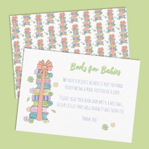 Carte D'accompagnement Livres Pastel pour bébés avec printemps Bow