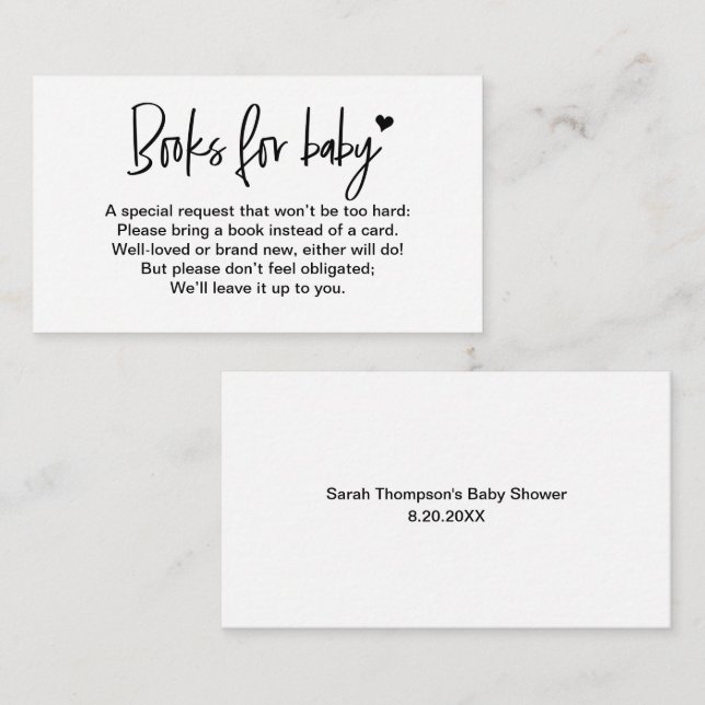 Carte D'accompagnement Livres personnalisables pour la bibliothèque de Co (Devant / Derrière)