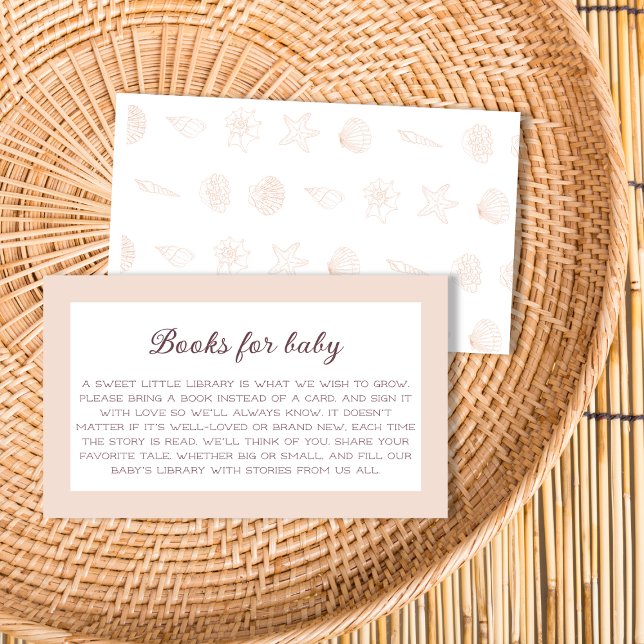 Carte D'accompagnement Livres Pour Baby Beach Seashell Baby shower (Books For Baby Beach Seashell Baby Shower Enclosure Card)