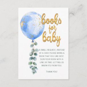 Carte D'accompagnement Livres pour Baby Blue Balloon Boy Baby shower Card