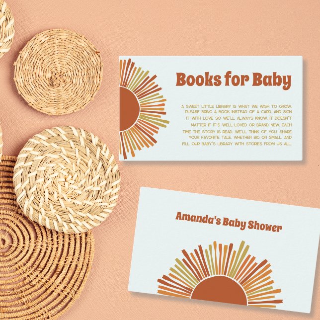 Carte D'accompagnement Livres Pour Baby Boho Retro Boy Baby shower (Books For Baby Boho Retro Boy Baby Shower Enclosure Card)
