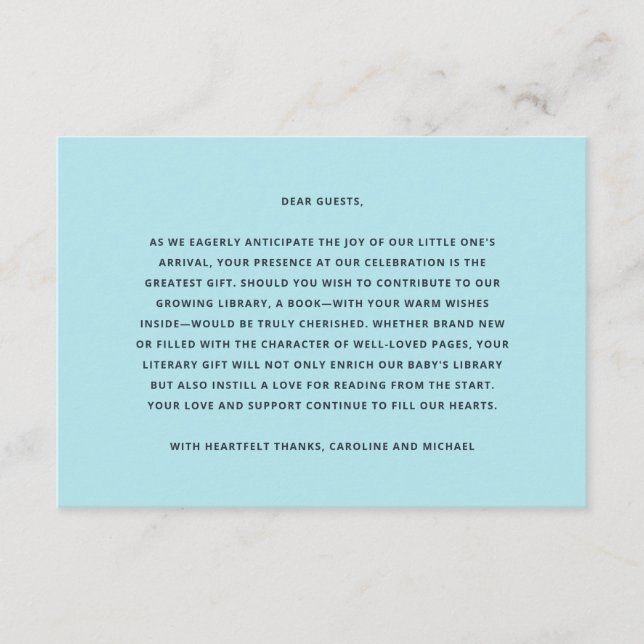 Carte D'accompagnement Livres Pour Baby Boy Baby shower (Devant)