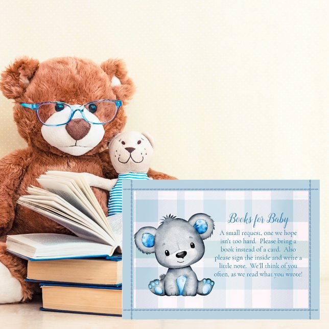 Carte D'accompagnement Livres Pour Baby Cute Bear Boy Baby shower Jeu (Créateur téléchargé)