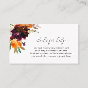 Carte D'accompagnement Livres pour Baby Fall Floral Baby shower rustique