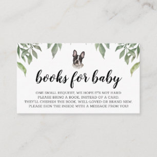 Carte D'accompagnement Livres pour Baby French Bulldog Boho Green