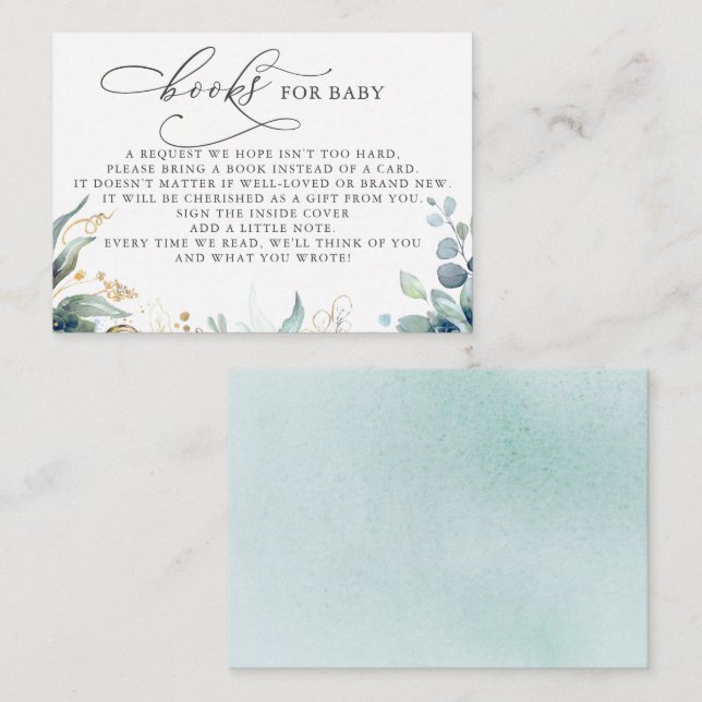 Carte D'accompagnement Livres Pour Baby Gold Green Demande Card (Devant / Derrière)