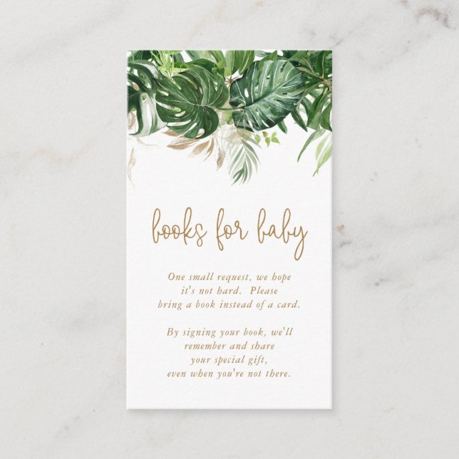 Carte D'accompagnement Livres pour Baby Greenery Baby shower Tropical Gol (Devant)