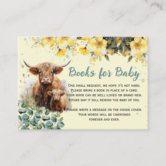 Carte D'accompagnement Livres pour Baby Highland Cow Baby shower (Devant)