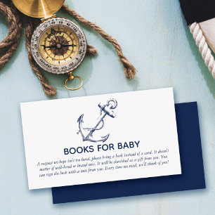 Carte D'accompagnement Livres pour Baby Nautical Navy Blue Ancre