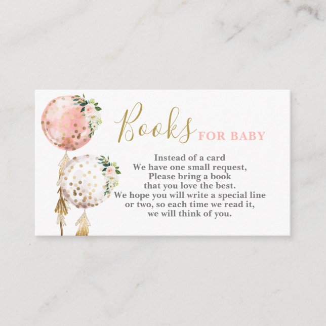 Carte D'accompagnement Livres pour Baby Pink Balloons Card (Devant)