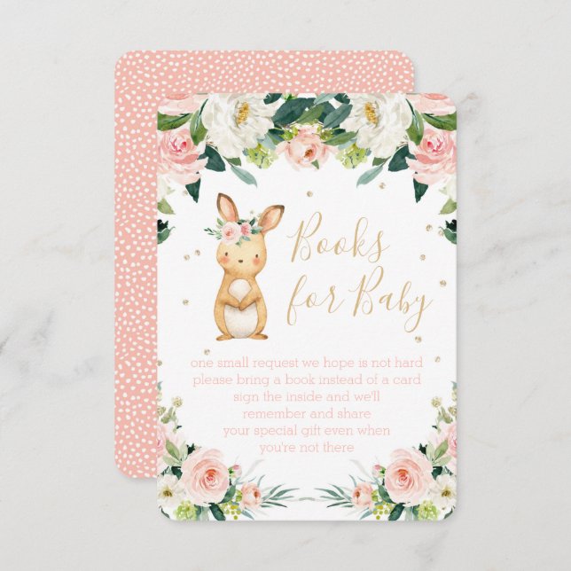 Carte D'accompagnement Livres pour Baby Pink Floral Certains lapin Brown (Devant / Derrière)