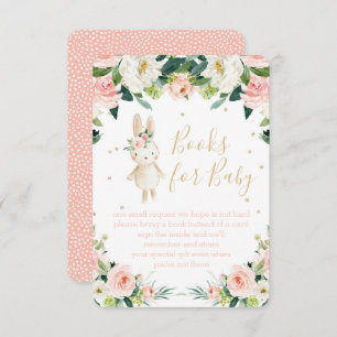 Carte D'accompagnement Livres pour Baby Pink Floral some Bunny