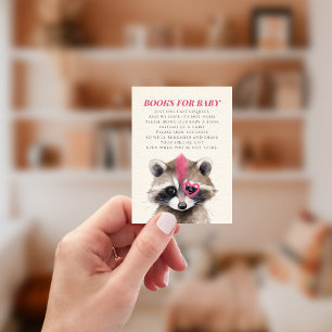 Carte D'accompagnement Livres Pour Baby Raccoon Baby shower Demande de ré