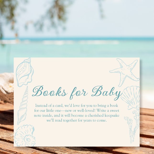 Carte D'accompagnement Livres pour Baby Seashell Beach Baby shower (Créateur téléchargé)
