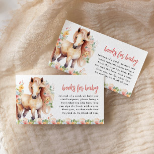 Carte D'accompagnement Livres pour Baby shower Baby Floral Horse