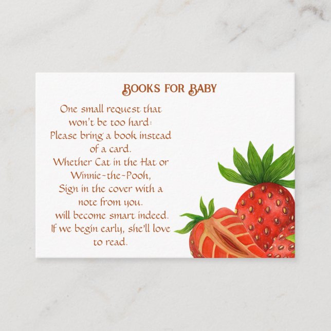 Carte D'accompagnement Livres pour Baby shower Baby Strawberry (Devant)
