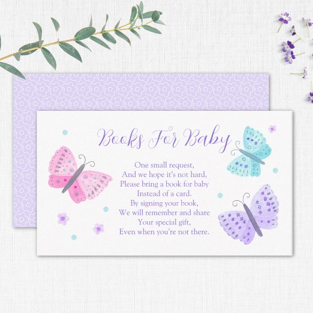 Carte D'accompagnement Livres Pour Baby shower Bébé Aquarelle Papillon (Créateur téléchargé)