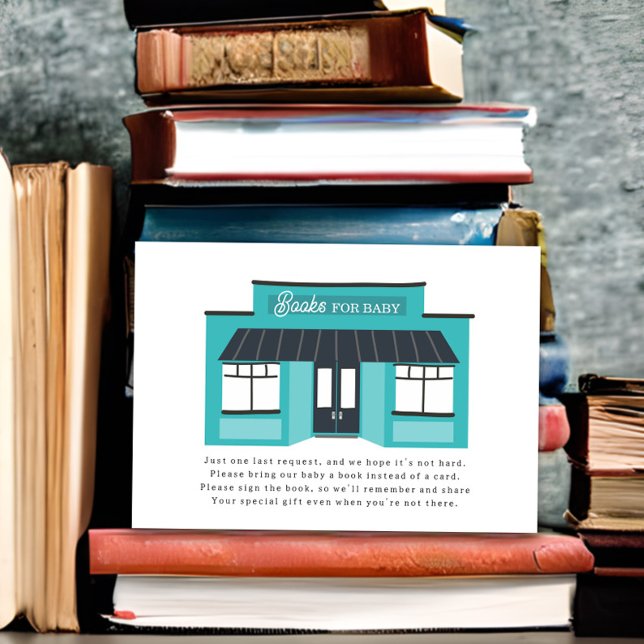 Carte D'accompagnement Livres Pour Baby shower Bébé Bâtiment Bleu (Créateur téléchargé)