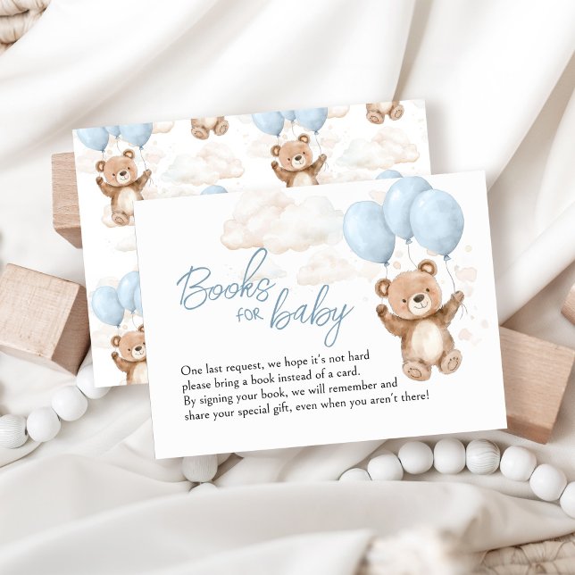 Carte D'accompagnement Livres pour Baby shower bébé bleu Teddy Bear (Créateur téléchargé)