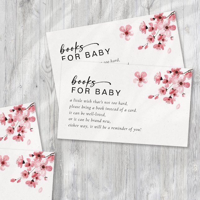 Carte D'accompagnement Livres pour Baby shower bébé cerise en fleurs (Créateur téléchargé)