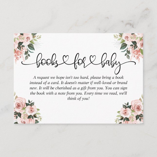 Carte D'accompagnement Livres pour Baby shower bébé Floral Aquarelle Cerf (Devant)