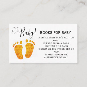 Carte D'accompagnement Livres Pour Baby shower Bébé Gold Feet