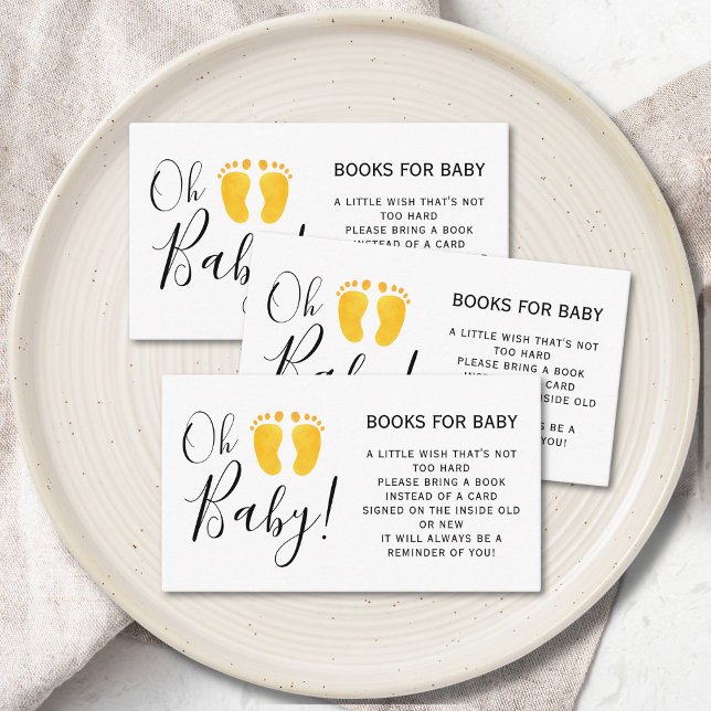 Carte D'accompagnement Livres Pour Baby shower Bébé Jaune Pieds (Créateur téléchargé)