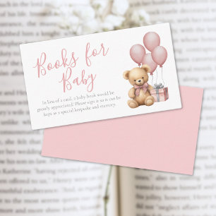 Carte D'accompagnement Livres Pour Baby shower Bébé Pink Teddy Bear