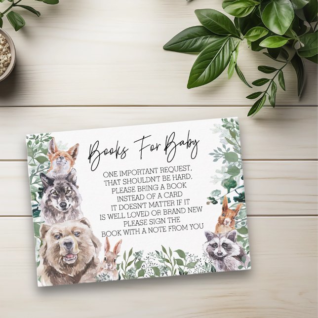 Carte D'accompagnement Livres pour Baby shower Bois Animaux Forêt (Créateur téléchargé)
